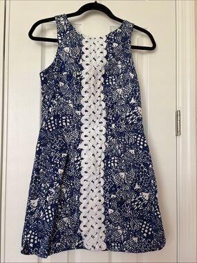 Lilly Pulitzer (for Target) Navy and White Crochet-Trim A-Line Dress